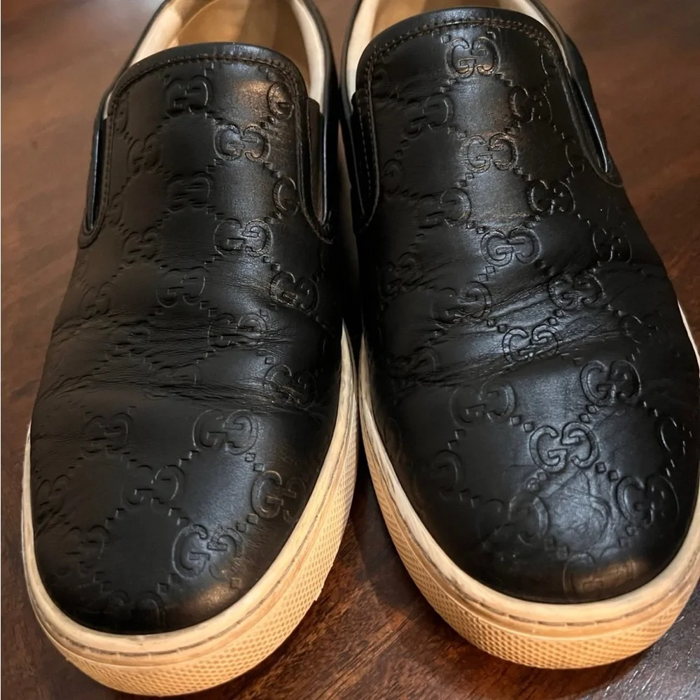 Gucci Guccissima Black Embossed Men's slip ons - Picture 6 of 10